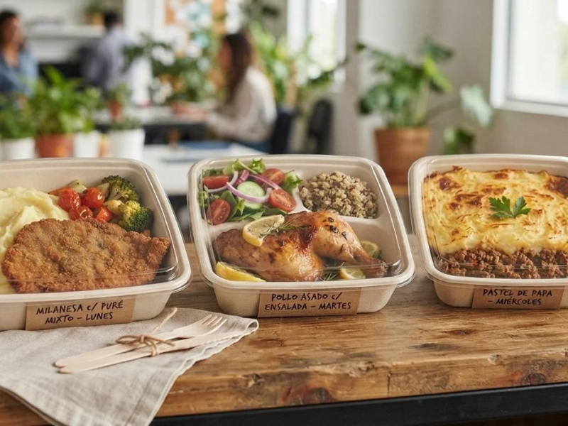 Bandeja de vianda corporativa fresca y saludable para empresas en Buenos Aires
