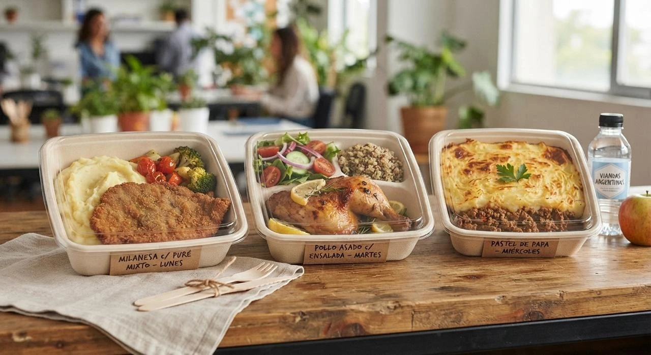 Bandeja de vianda corporativa fresca y saludable para empresas en Buenos Aires